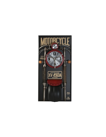 Horloge Murale Home ESPRIT Noir Rouge Doré PVC Métal Moto Vintage 60 x 18 x 120 cm