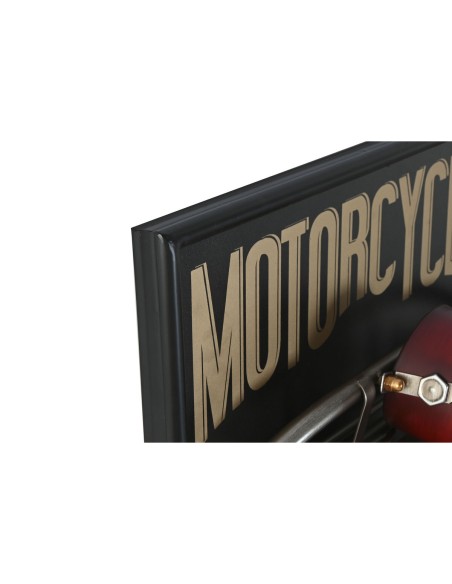 Horloge Murale Home ESPRIT Noir Rouge Doré PVC Métal Moto Vintage 60 x 18 x 120 cm