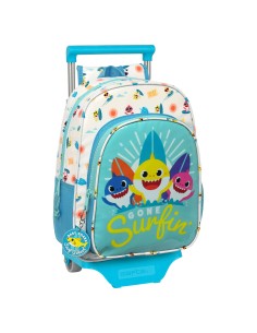 Cartable à roulettes Baby Shark Surfing Bleu Blanc 26 x 34 x 11 cm