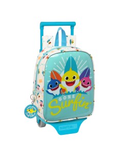Cartable à roulettes Baby Shark Surfing Bleu Blanc 22 x 27 x 10 cm
