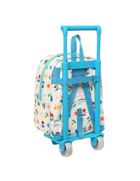 Cartable à roulettes Baby Shark Surfing Bleu Blanc 22 x 27 x 10 cm