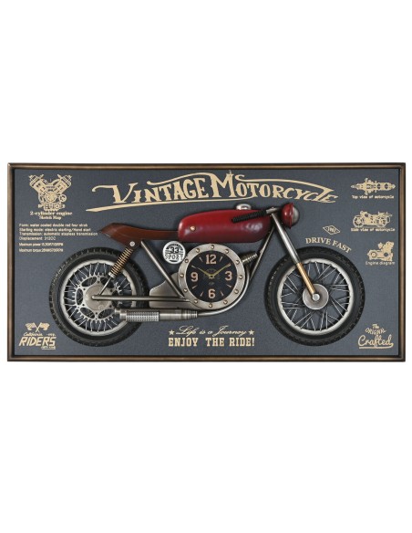 Horloge Murale Home ESPRIT Rouge Doré PVC Métal Moto Vintage 120 x 15,5 x 60 cm