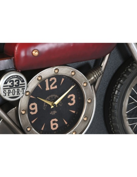 Horloge Murale Home ESPRIT Rouge Doré PVC Métal Moto Vintage 120 x 15,5 x 60 cm