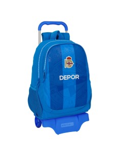 Cartable à roulettes R. C. Deportivo de La Coruña Bleu 32 x 44 x 16 cm