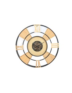 Horloge Murale Home ESPRIT Noir Naturel Métal Rotin 100 x 9 x 100 cm
