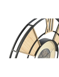 Horloge Murale Home ESPRIT Noir Naturel Métal Rotin 100 x 9 x 100 cm 2