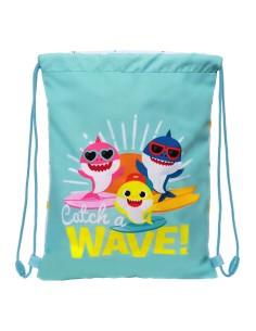 Sac à dos serré par des ficelles Baby Shark Surfing Bleu Blanc 26 x 34 x 1 cm