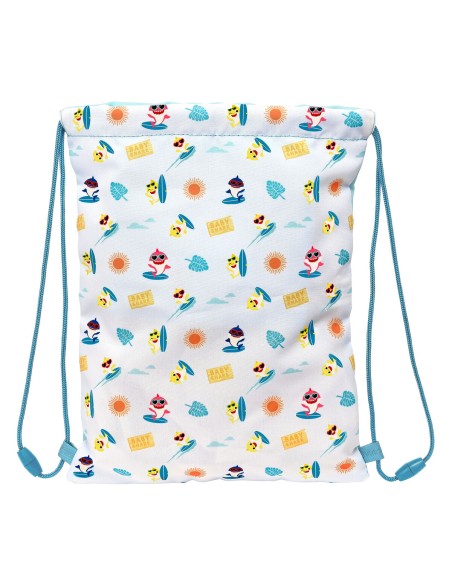 Sac à dos serré par des ficelles Baby Shark Surfing Bleu Blanc 26 x 34 x 1 cm