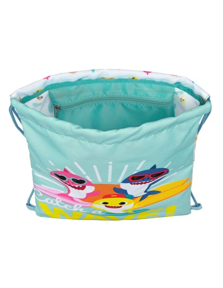 Sac à dos serré par des ficelles Baby Shark Surfing Bleu Blanc 26 x 34 x 1 cm