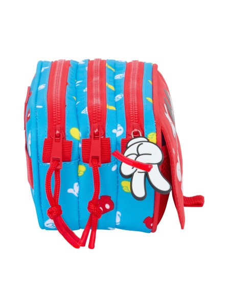 Trousse Fourre-Tout Double Mickey Mouse Clubhouse Fantastic Bleu Rouge 21,5 x 10 x 8 cm
