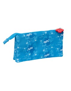Trousse Fourre-Tout Double Los Pitufos Bleu 22 x 12 x 3 cm 2
