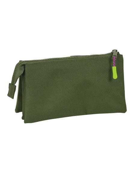Trousse Fourre-Tout Triple Munich Bright khaki Vert 22 x 12 x 3 cm