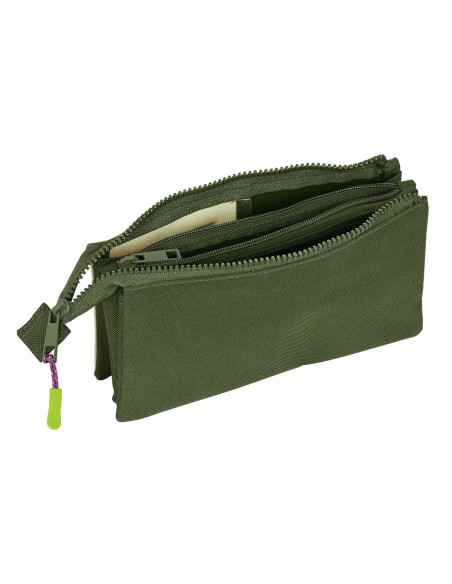 Trousse Fourre-Tout Triple Munich Bright khaki Vert 22 x 12 x 3 cm