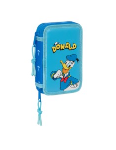 Plumier double Donald Bleu 12.5 x 19.5 x 4 cm (28 Pièces)