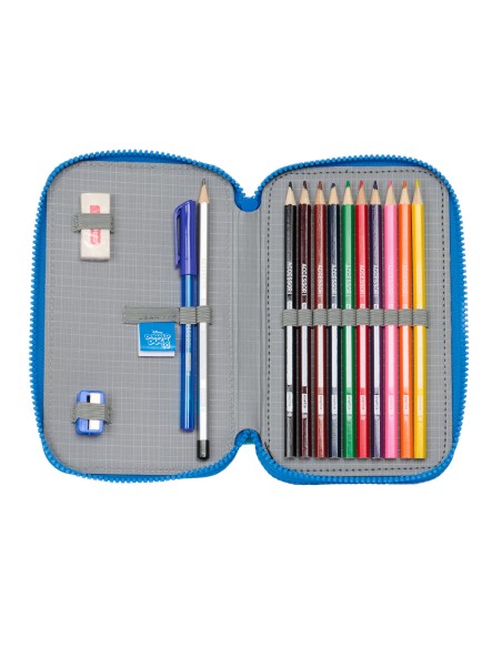 Plumier double Donald Bleu 12.5 x 19.5 x 4 cm (28 Pièces)