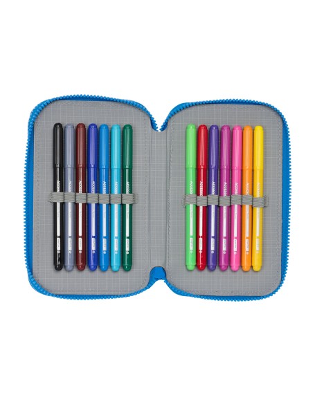 Plumier double Donald Bleu 12.5 x 19.5 x 4 cm (28 Pièces)