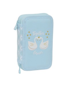 Plumier double Glow Lab Cisnes Bleu 12.5 x 19.5 x 4 cm (28 Pièces)