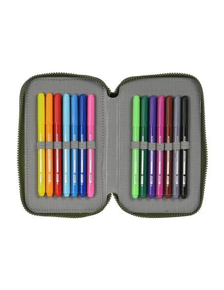 Pochette à crayons triple Safta Dark forest Noir Vert 12.5 x 19.5 x 5.5 cm (36 Pièces)