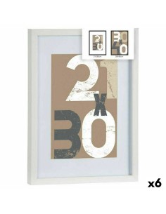 Porte photos mural Blanc verre Bois MDF 32,5 x 2,5 x 42,5 cm (6 Unités)