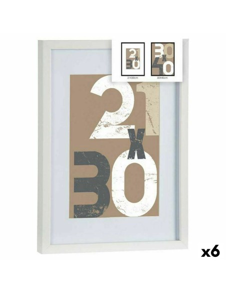 Porte photos mural Blanc verre Bois MDF 32,5 x 2,5 x 42,5 cm (6 Unités)