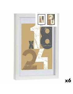Cadre photo 668826-WHITE Blanc verre Bois MDF (6 Unités)