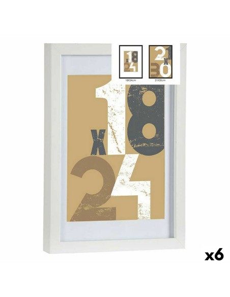 Cadre photo 668826-WHITE Blanc verre Bois MDF (6 Unités)