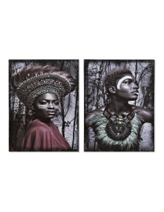 Cadre DKD Home Decor Africaine Colonial (30 x 1,8 x 40 cm) (2 Unités) 30 x 1.8 x 40 cm (2 pcs)