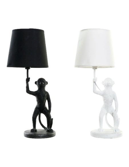 Lampe de bureau DKD Home Decor Blanc Noir Polyester Métal Résine 25W 220 V Singe (2 pcs) (20 x 20 x 45 cm)