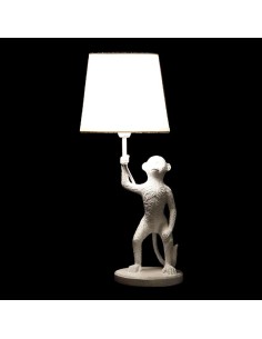 Lampe de bureau DKD Home Decor Blanc Noir Polyester Métal Résine 25W 220 V Singe (2 pcs) (20 x 20 x 45 cm) 2