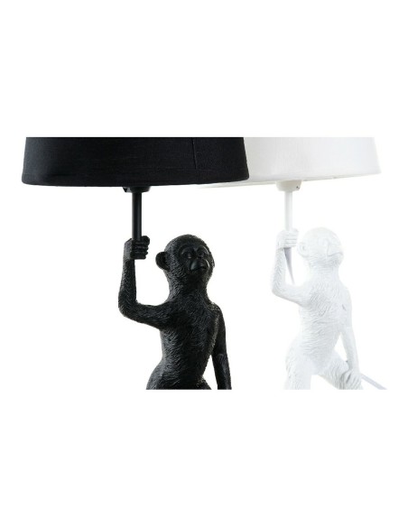 Lampe de bureau DKD Home Decor Blanc Noir Polyester Métal Résine 25W 220 V Singe (2 pcs) (20 x 20 x 45 cm)