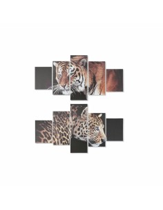 Cadre DKD Home Decor Tigre Pin Toile (5 pcs) (2 pcs)