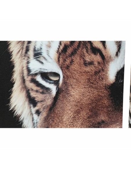 Cadre DKD Home Decor Tigre Pin Toile (5 pcs) (2 pcs)