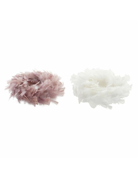 Couronne de Noël DKD Home Decor Mousse Plume (40 x 40 x 6 cm) (2 pcs)