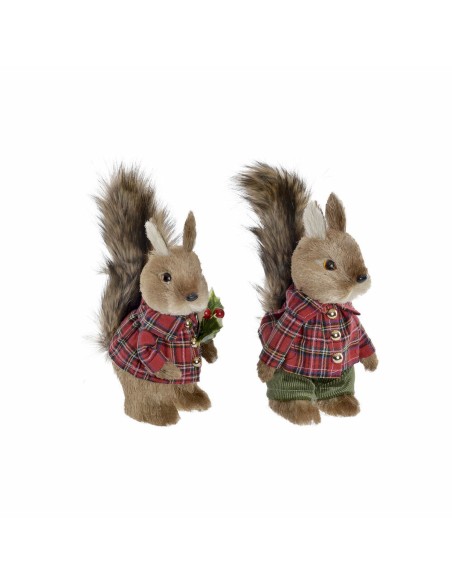 Décorations de Noël DKD Home Decor Polyester Écureuil (2 pcs) (12 x 15 x 25 cm)