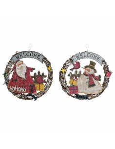 Décorations de Noël DKD Home Decor Bois Corde Père Noël (2 pcs) (31 x 4 x 30 cm)