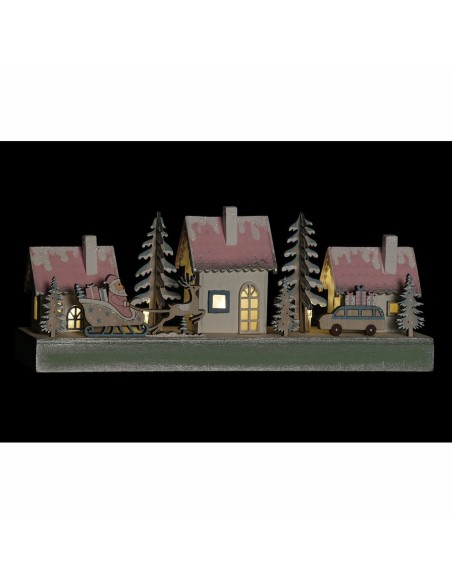 Décorations de Noël DKD Home Decor Bois Maison (2 pcs) (30 x 6 x 12 cm)