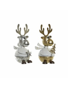 Décorations de Noël DKD Home Decor Métal Renne (14 x 13 x 27 cm) (2 pcs)