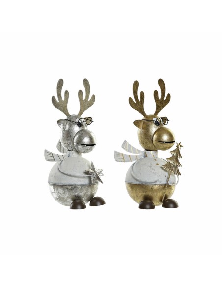 Décorations de Noël DKD Home Decor Métal Renne (14 x 13 x 27 cm) (2 pcs)