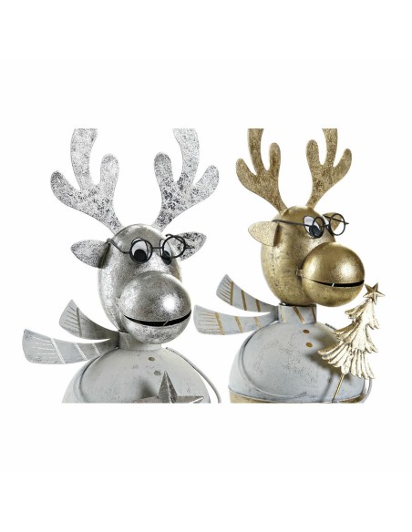 Décorations de Noël DKD Home Decor Métal Renne (14 x 13 x 27 cm) (2 pcs)