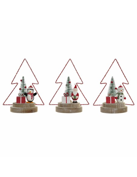 Décorations de Noël DKD Home Decor Arbre Métal Bois (17 x 11 x 21 cm) (3 pcs)