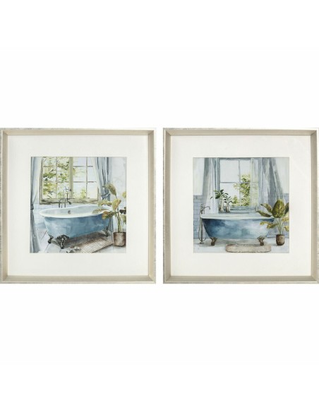 Cadre DKD Home Decor Salles de bains (2 Unités) (32 x 2,5 x 32 cm)