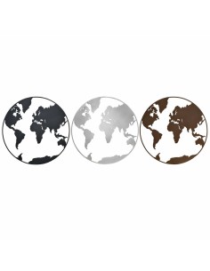 Décoration murale DKD Home Decor Métal Mappemonde (100 x 1 x 100 cm) (3 pcs)