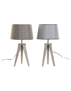 Lampe de bureau DKD Home Decor Volet Gris Marron Lin 250 V 60 W Pin (30 x 30 x 57.5 cm) (2 pcs)