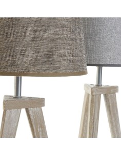 Lampe de bureau DKD Home Decor Volet Gris Marron Lin 250 V 60 W Pin (30 x 30 x 57.5 cm) (2 pcs) 2