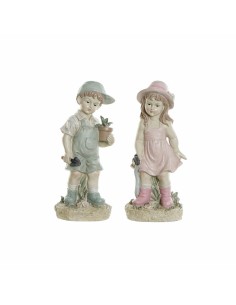 Figurine Décorative DKD Home Decor Bleu Rose Résine Enfant (18 x 15 x 41 cm) (2 pcs)