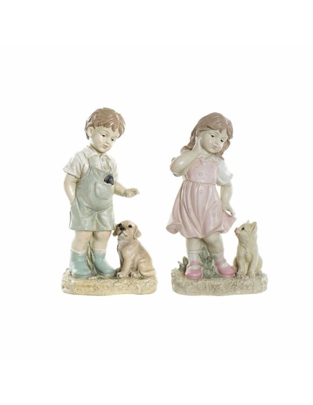 Figurine Décorative DKD Home Decor Bleu Rose Résine Enfant (26.5 x 16.5 x 44.5 cm) (2 pcs)