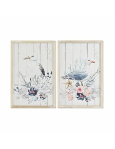 Cadre DKD Home Decor Oiseau méditerranéen (40 x 1,8 x 60 cm) (2 Unités)