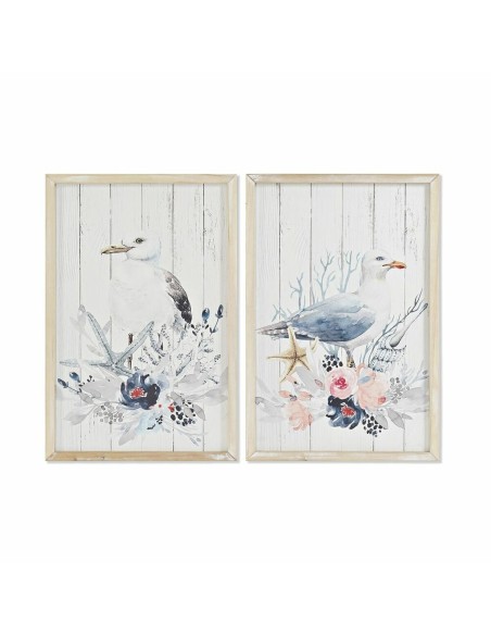 Cadre DKD Home Decor Oiseau méditerranéen (40 x 1,8 x 60 cm) (2 Unités)