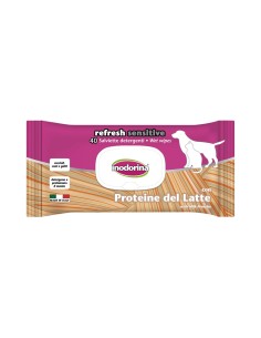 Lingettes humides pour animaux domestiques Inodorina REFRESH SENSITIVE Protéines de lait