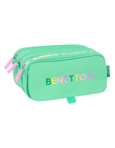 Trousse Fourre-Tout Triple Benetton Mint Vert 21,5 x 10 x 8 cm